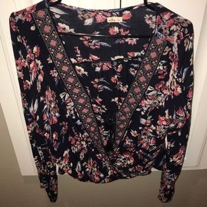 Hollister Navy Floral Blouse